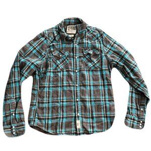 RUEHL No 925 XXL Blue Gray Plaid Flannel Shirt